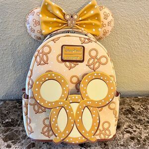 Mickey Pretzel Loungefly Backpack & Minnie Ears Headband NWT Disney Parks NEW
